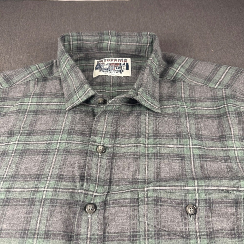 Satoyama Sage Charcoal and Grey Plaid PROPER CLOTH  Button Down L/S